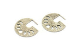 Moon Phases Earring, 2 Antique Silver Plated Brass Semi Circle Earrings, Earring Findings (34x33x1mm) E279