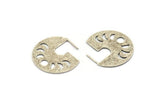 Moon Phases Earring, 2 Antique Silver Plated Brass Semi Circle Earrings, Earring Findings (34x33x1mm) E279