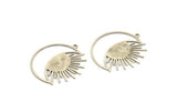 Silver Moon Charm, 4 Antique Silver Plated Brass Crescent Moon And Sun Shaped Charms With 1 Loop (33x30x0.60mm) A3962