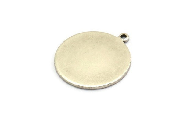 Silver Cabochon Tag, 4 Antique Silver Plated Brass Cabochon Tags With 1 Loop, Stamping Tags (22.5x20x1mm) E048