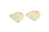 Silver D Shape, 12 Antique Silver Plated Brass D Shape Connectors With 4 Holes  (16x17x0.5mm) E149