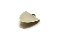 Silver Ribbon Crimp, 6 Antique Silver Plated Brass Ribbon Crimp Ends With 1 Loop, Findings (18x15.5mm) E021