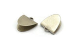 Silver Ribbon Crimp, 6 Antique Silver Plated Brass Ribbon Crimp Ends With 1 Loop, Findings (18x15.5mm) E021