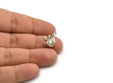 Silver Frog Charm, 6 Antique Silver Plated Brass Frog Charms With 1 Loops (12mm) SY0027