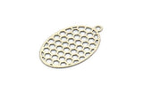 Silver Oval Pendant, 8 Antiaue Silver Plated Brass Oval Honeycomb Pendants with 1 Loop, Necklace Findings (22x14mm) E025