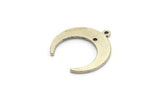 Silver Moon Charm, 6 Antique Silver Plated Brass Crescent Moon Charms With 1 Hole And 1 Loop (18x19x7x1mm) E146 S1136