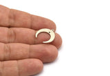 Silver Moon Charm, 6 Antique Silver Plated Brass Crescent Moon Charms With 1 Hole And 1 Loop (18x19x7x1mm) E146 S1136