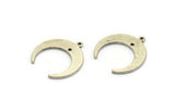 Silver Moon Charm, 6 Antique Silver Plated Brass Crescent Moon Charms With 1 Hole And 1 Loop (18x19x7x1mm) E146 S1136