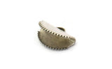 Half Moon Crimp, 10 Antique Silver Plated Brass Ribbon Crimp End With 1 Loop, Findings (15x10mm) E042