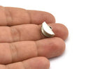 Half Moon Crimp, 10 Antique Silver Plated Brass Ribbon Crimp End With 1 Loop, Findings (15x10mm) E042