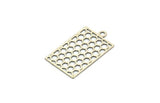 Silver Rectangle Pendant, 12 Antique Silver Plated Brass Rectangle Honeycomb Pendants with 1 Loop, Necklace Findings (20x12mm) E026