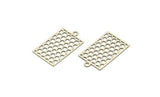 Silver Rectangle Pendant, 12 Antique Silver Plated Brass Rectangle Honeycomb Pendants with 1 Loop, Necklace Findings (20x12mm) E026