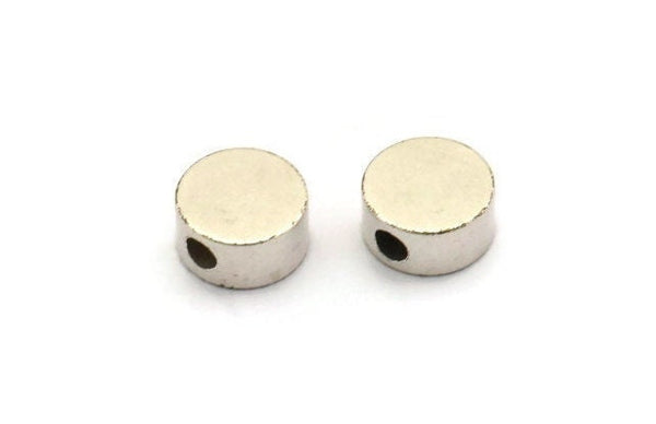 Round Spacer Bead, 4 Antique Silver Plated Brass Circle Industrial Spacer Bead, Findings (10x5mm) D0212