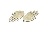 Silver Hand Charm, Antique Silver Plated Brass Hand Charm With 1 Loop, Earrings, Findings (53x27x1.5mm) N1749