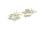 Silver Star Charm, 10 Antique Silver Plated Brass Star Shaped Charms, Charm Pendants, Connectors (17x23x0.60mm) A4019