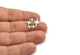 Silver Star Charm, 10 Antique Silver Plated Brass Star Shaped Charms, Charm Pendants, Connectors (17x23x0.60mm) A4019