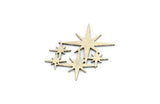 Silver Star Charm, 10 Antique Silver Plated Brass Star Shaped Charms, Charm Pendants, Connectors (17x23x0.60mm) A4019