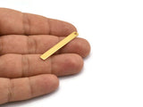 Tiny Rectangle Bar, 4 Gold Plated Brass Rectangle Stamping Blanks with 1 Hole, Necklace Finding (40x5x0.80mm) U032