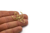 Brass Lotus Charm, 4 Raw Brass Crescent Moon Charms With 1 Loop, Earring Findings (45x30x0.60mm) SMP0539 A6884