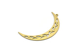 Brass Moon Charm, 8 Raw Brass Crescent Moon And Branch Shaped Charms With 1 Loop, Findings (41x7x0.60mm) SMP0595 A3859