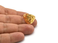 Gold Royal Ring, Gold Plated Brass Royal Ring With 1 Stone Setting - Pad Size 4mm N1991
