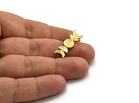 Gold Moon Earring, 4 Gold Plated Brass Crescent Moon Phases Stud Earrings (29x8x2mm) N1926