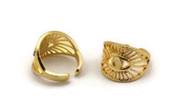 Gold Eye Ring, Gold Plated Brass Eye Ring With 1 Stone Setting - Pad Size 3mm N1949