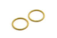 Gold Circle Connector, 2 Gold Plated Brass Circle Connectors Closed Ring (23x2mm) N1813