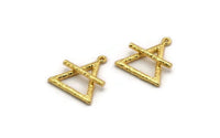 Gold Element Charm, Textured Gold Plated Brass Air Element Symbol Charm With 1 Loop (26x23mm) N1974