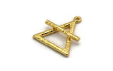Gold Element Charm, Textured Gold Plated Brass Air Element Symbol Charm With 1 Loop (26x23mm) N1974