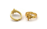Gold Star Ring, Gold Plated Brass Ethnic Star Ring With 1 Stone Setting - Pad Size 4mm N1960 H1468