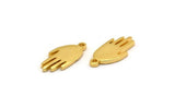 Gold Hand Charm, 6 Gold Plated Brass Hand Shaped Charms With 1 Loop, Pendants, Earring Findings (15x7x1.2mm) N1900
