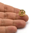 Earring Studs, 2 Gold Plated - Moon Phases Stud Earrings - Gold Plated Brass Moon Earrings With 1 Loop - Earrings (14x1.5mm) N1812