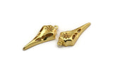 Gold Bird Skull, Gold Plated Brass Snowflake Patterned Bird Skull Charm With 1 Loop, Pendant, Earring Finding (36x15x6mm) N1962
