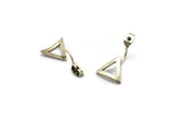 Silver Back Stoppers, 4 Antique Silver Plated Brass Triangle Earring Studs Back Stoppers (23x13mm) E364