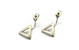 Silver Back Stoppers, 4 Antique Silver Plated Brass Triangle Earring Studs Back Stoppers (23x13mm) E364