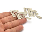 Silver Leaf Charm, 4 Antique Silver Plated Brass Textured Leaf Charm Earrings With 1 Hole, Findings (62x26x0.60mm) D0680 Q0926