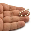 Silver Asymmetric Earring, 4 Antique Silver Plated Brass Asymmetric Half Moon Earring Posts, Pendants, Findings (30x15x1.2mm) E343