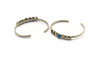 Silver Moon Cuff,  Antique Silver Plated Brass Moon Phases Cuff Stone Setting With 1 Pad - Pad Size 6mm N1342 H1031