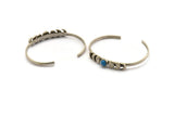 Silver Moon Cuff,  Antique Silver Plated Brass Moon Phases Cuff Stone Setting With 1 Pad - Pad Size 6mm N1342 H1031