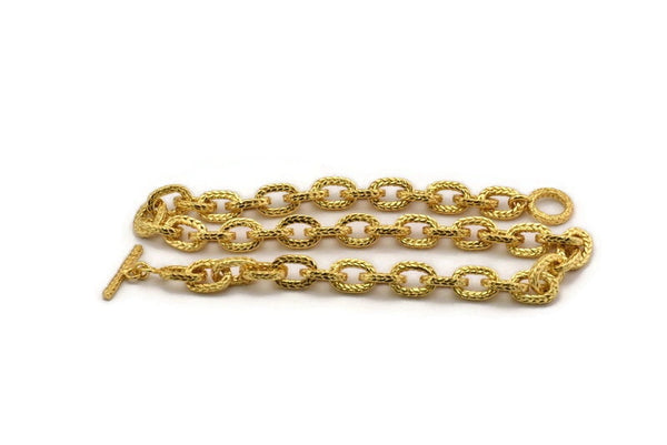 Gold Necklace Chain, Gold Plated Brass Rope Chain Necklace, Chain Choker Necklace (45cm - 17.7 inc) 16x11x3mm N1838