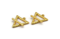Gold Element Charm, Textured Gold Plated Brass Earth Element Symbol Charm With 1 Loop (26x23mm) N1973