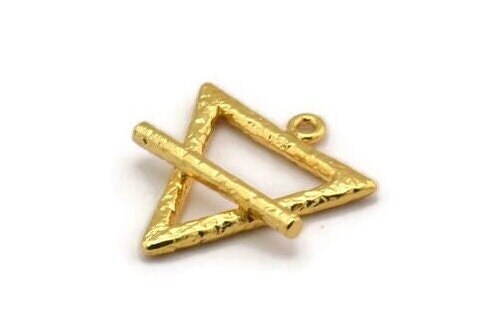 Gold Element Charm, Textured Gold Plated Brass Earth Element Symbol Charm With 1 Loop (26x23mm) N1973