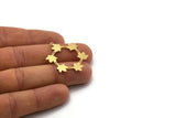 Brass Leaf Charm, 4 Raw Brass Leaf Patterned Round Shaped Charms With 1 Loop, Earring Charm Findings (34.5x28x0.60mm) SMP0264