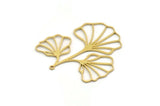 Brass Leaf Charm, 2 Raw Brass Ginkgo Leaf Charms With 1 Loop, Charm Pendants (43x41x0.80mm) SMP0266 A2606