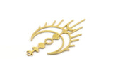 Brass Moon Charm, 8 Raw Brass Crescent Moon Charms With 1 Loop, Findings (41x24x0.60mm) SMP0273 A6894