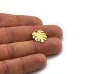 Brass Monstera Charm, 12 Raw Brass Monstera Leaf Shaped Charms With 1 Loop, Pendant, Earring Findings (17x14.5x0.60mm) SMP0277