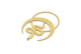 Brass Moon Charm, 4 Raw Brass Crescent Moon And Snake Shaped Charms With 1 Loop (40x29x0.60mm) SMP0284 A2602