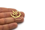 Brass Moon Charm, 4 Raw Brass Crescent Moon And Snake Shaped Charms With 1 Loop (40x29x0.60mm) SMP0284 A2602