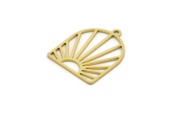 Brass Sun Charm, 8 Raw Brass Rising Sun Shaped Charms With 1 Loop, Earring Findings (18x15x0.60mm) SMP0287 A2600